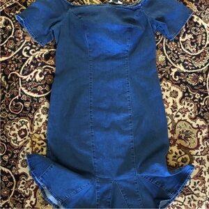 Blue Denim Off-Shoulder Dress